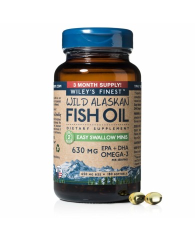 Wiley's Finest Wild Alaskan Fish Oil Peak EPA  60 & 180  Easy Swallow Minis Softgel