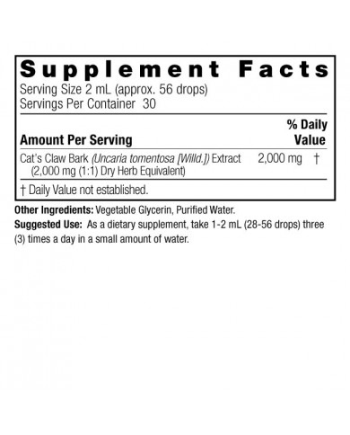 Nature's Answer Cat’s Claw Bark Liquid Extract 2oz Alcohol Free