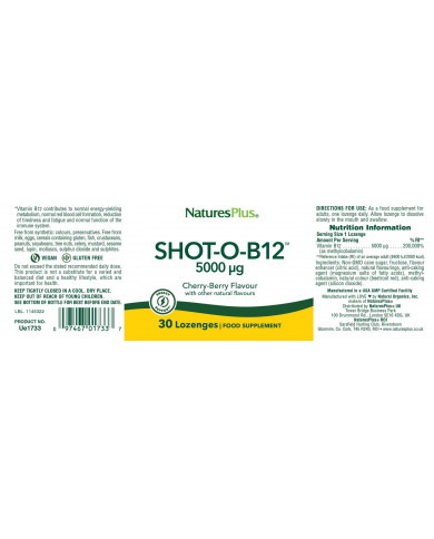 Nature's Plus Shot-O-B12 Lozenges