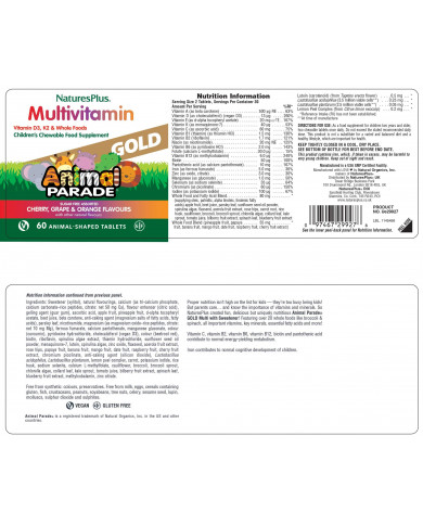 Nature's Plus Animal Parade® GOLD Multivitamin Childrens 60 Chewables - Assorted
