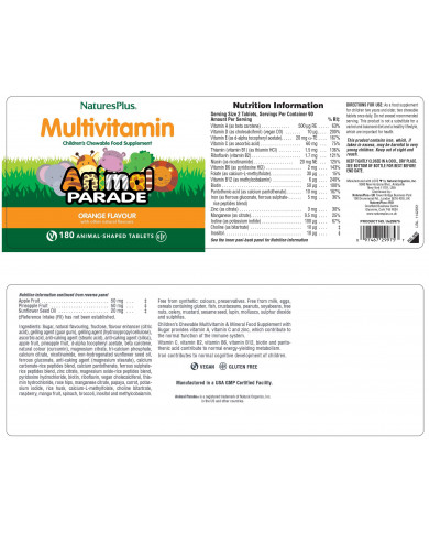Nature's Plus  Animal Parade® GOLD Multivitamin Children's 120 Chewables - Orange