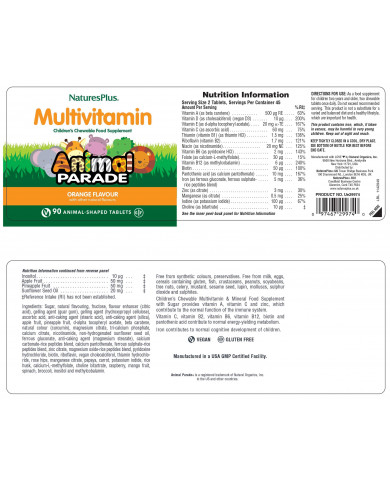 Nature's Plus Animal Parade® Multivitamin Children's 90 Chewables - Assorted