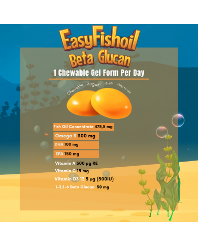 easyVit Omega 3 + Beta Glucan, Vitamins A, C, D For Children EasyFishoil Beta