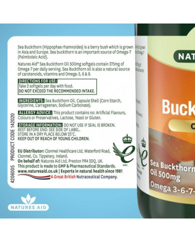 Natures Aid Sea Buckthorn Oil 500mg